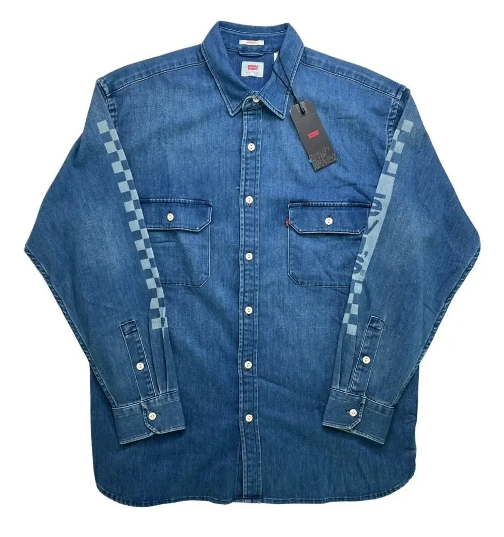 5-36 LEVI'S Men's NWT $98 Button Up Top Dress Shirt COOLMAX Blue Large